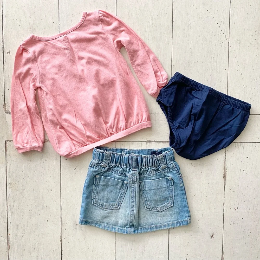 Old Navy boho denim skirt and top